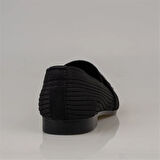 Trend Adımlar Siyah Triko Taş İşlemeli Kadın Babet