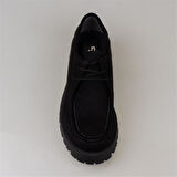 Trend Adımlar Siyah Elegans Suede Kadın Oxford Ayakkabı