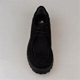 Trend Adımlar Siyah Elegans Suede Kadın Oxford Ayakkabı