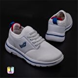 Trend Adımlar Beyaz Hafif Faylon Memory Foam Lastikli Çocuk Sneaker