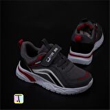 Trend Adımlar Kırmızı Cırt Cırtlı Unisex Çocuk Spor Ayakkabı