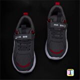 Trend Adımlar Kırmızı Cırt Cırtlı Unisex Çocuk Spor Ayakkabı