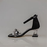 Trend Adımlar Siyah Şeffaf Tek Bant Taşlı Kız Çocuk Klasik Ayakkabı