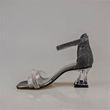 Trend Adımlar Platin Şeffaf Tek Bant Taşlı Kız Çocuk Klasik Ayakkabı