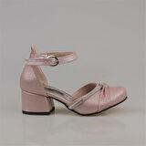 Trend Adımlar Pembe Burnu Kapalı Taş İşleme Kız Çocuk Klasik Ayakkabı