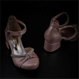 Trend Adımlar Pembe Burnu Kapalı Taş İşleme Kız Çocuk Klasik Ayakkabı