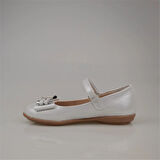 Trend Adımlar Gri Parlak Fiyonklu Kız Çocuk Babet