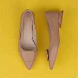 Trend Adımlar Kahverengi Kısa Kare Topuk Kadın Klasik Ayakkabı