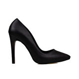 Trend Adımlar Siyah Kadın İnce Topuklu Sivri Burun Stiletto