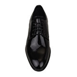 M2S Siyah Erkek Bağcıklı Düz Tasarım Rugan Klasik Ayakkabı