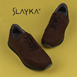 Slayka Kahverengi Brand Nubuk Deri Comfort Casual Erkek Ayakkabı