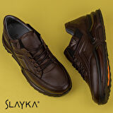 Slayka Kahverengi Posh Lastikli Erkek Hakiki Deri Casual Ayakkabı
