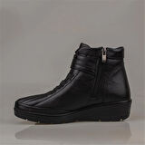 Muya Siyah Theon Kadın Hakiki Deri Lastikli Bot