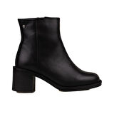 Muya Siyah Hakiki Deri Kalın Topuk Kadın Klasik Bot