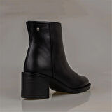 Muya Siyah Hakiki Deri Kalın Topuk Kadın Klasik Bot
