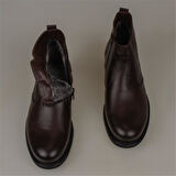 M2S Kahverengi Erkek Yünlü Geniş Burun Hakiki Deri Bot