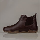 Slayka Kahverengi Flexible Erkek Hakiki Deri Esnek Kauçuk Bot