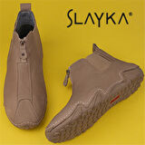 Slayka Krem Flexible Erkek Hakiki Nubuk Deri Esnek Kauçuk Bot