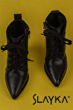 Slayka Siyah Mehr Hakiki Deri Kadın Klasik Bot