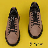 Slayka Bej Flex Hakiki Nubuk Deri Erkek Casual Ayakkabı