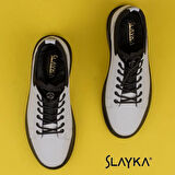 Slayka Beyaz Flex Hakiki Deri Erkek Casual Ayakkabı