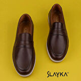 Slayka Kahverengi Elite Hakiki Deri Erkek Casual Ayakkabı
