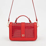 Levidor Kırmızı Kroko Deri Kadın Rugan El Çantası