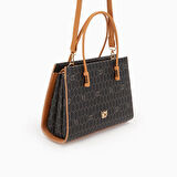Levidor Siyah Petek Baskılı Üç Gözlü Kadın El Çantası