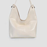 Jacquline Krem Ebave Parlak Deri Yavru Çantalı Kadın El Çantası