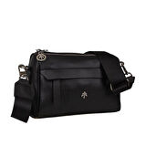 Jacquline Siyah Mat Bendis Deri Kadın Çapraz Çanta