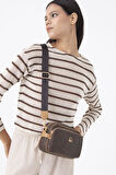 Benetton Kahverengi Monogram Eskitme Kadın Çapraz Çanta BNT 1292