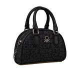 Benetton Siyah Mini Boy Monogram Eskitme Kadın El Çantası BNT1602