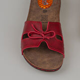 Trend Adımlar Kırmızı Kadın Jel Tabanlı Düz Fiyonklu Terlik 11-367