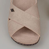 Trend Adımlar Krem Kadın Düz Çapraz Şerit Terlik 08-086