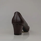 Trend Adımlar Kahverengi Kesik Burun Özel Üretim Kadın Klasik Ayakkabı