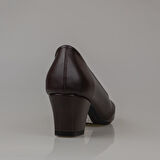 Trend Adımlar Kahverengi Kesik Burun Özel Üretim Kadın Klasik Ayakkabı