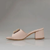 Trend Adımlar Krem Keten Kot Kadın Topuklu Terlik