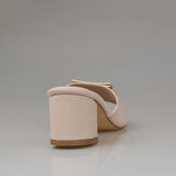 Trend Adımlar Krem Keten Kot Kadın Topuklu Terlik