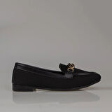 Trend Adımlar Siyah Hasır Dokuma Kadın Babet