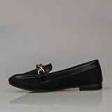 Trend Adımlar Siyah Hasır Dokuma Kadın Babet