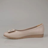 Trend Adımlar Krem Klasik Taş İşlemeli Kadın Babet