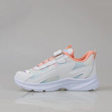 Trend Adımlar Beyaz Hafif Cırt Cırtlı Fileli Çocuk Spor Ayakkabı