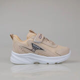 Trend Adımlar Bej Hafif Cırt Cırtlı Fileli Çocuk Spor Ayakkabı