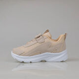 Trend Adımlar Bej Hafif Cırt Cırtlı Fileli Çocuk Spor Ayakkabı