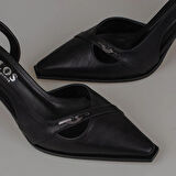 Trend Adımlar Siyah Suni Deri Kadın Düz Klasik Ayakkabı