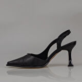 Trend Adımlar Siyah Suni Deri Kadın Düz Klasik Ayakkabı