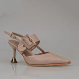 Trend Adımlar Kahverengi Suni Deri Kemerli Kadın Klasik Ayakkabı