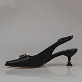 Trend Adımlar Siyah Arkadan Açık Fındık Topuk Sivri Klasik Ayakkkabı