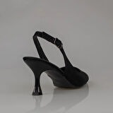 Trend Adımlar Siyah Arkası Açık Kadın Düz Çizgili Klasik Ayakkabı