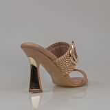 Trend Adımlar Kahverengi Hasır Taşlı Kadın Klasik Terlik